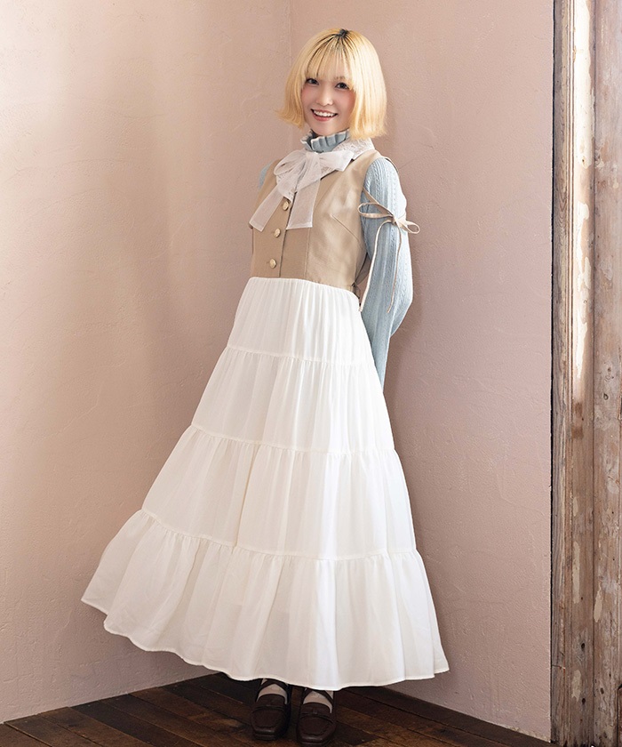 トレンチ風バイカラージャンパースカート | POETIQUE | axes femme