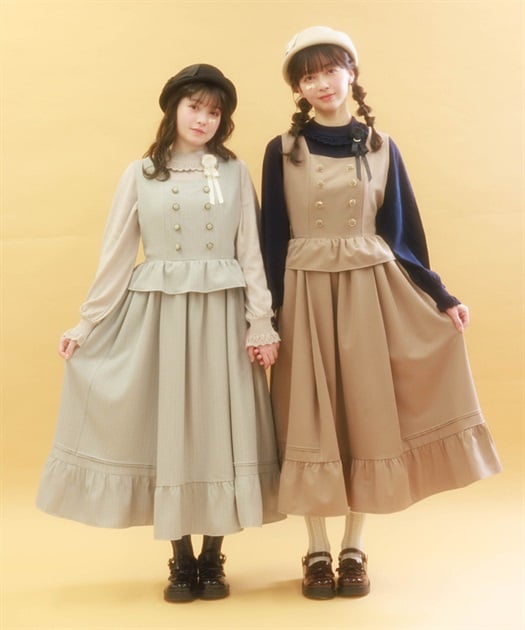 Ｗ釦ペプラムドッキングジャンスカ