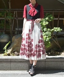 彼岸花柄プリーツジャンスカ【予約】(白-F)