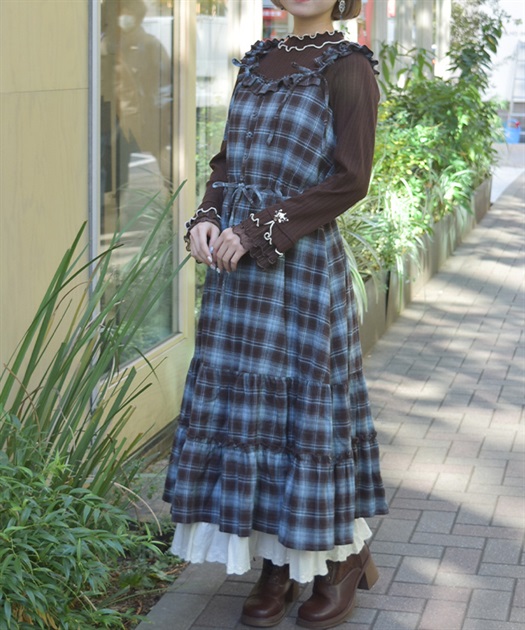 コットンレースチェックジャンスカ | axes femme online shop