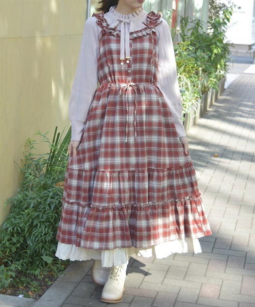 コットンレースチェックジャンスカ | axes femme online shop