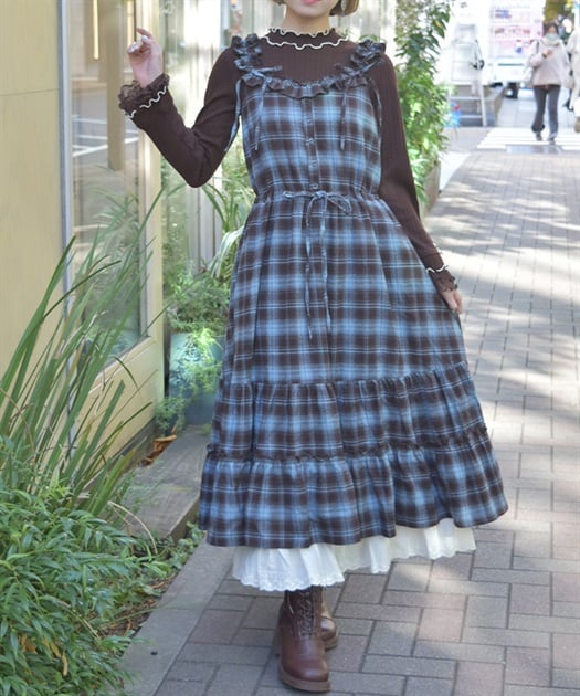 コットンレースチェックジャンスカ