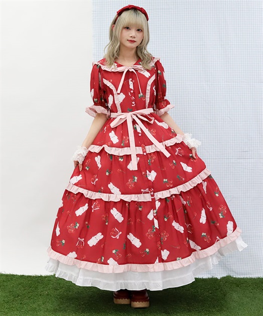 チェリーバニー柄ワンピース