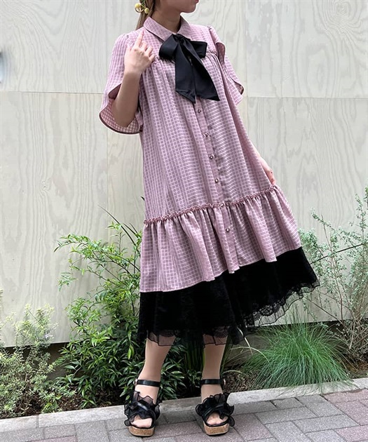 シアーチェックチュニックワンピース | outlet | axes femme シアーチェックチュニックワンピース | outlet | axes femme