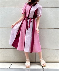 ストライプ切替配色シャツワンピース | outlet | axes femme ストライプ切替配色シャツワンピース | outlet | axes femme