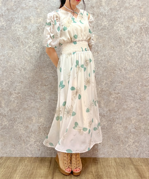 フリル袖シャーリングワンピース | レディース服・レディース フリル袖シャーリングワンピース | レディース服・レディース