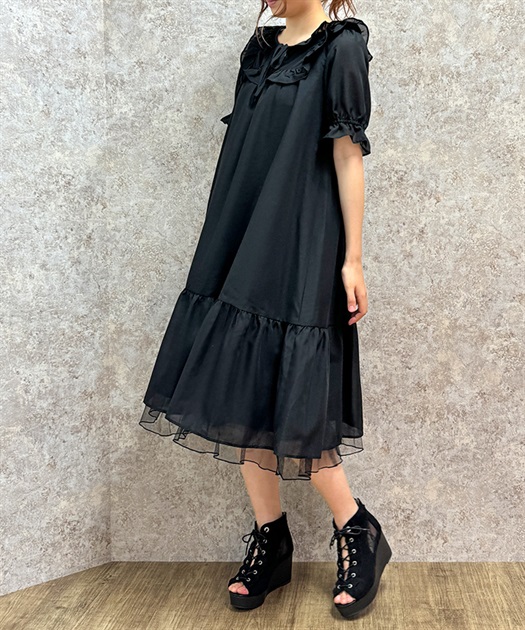 コットン風フリルAラインワンピース | 衣料 | axes femme コットン風フリルAラインワンピース | 衣料 | axes femme