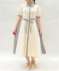 ストライプ配色シャツワンピース | レディース服・レディース ストライプ配色シャツワンピース | レディース服・レディース