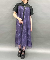 エトワール柄チュール重ねワンピース(パープル-F)