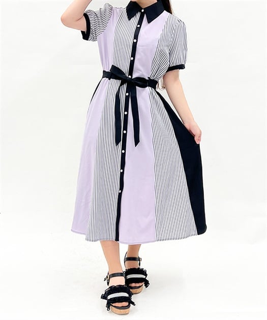 ストライプ切替シャツワンピース | axes femme | axes femme ストライプ切替シャツワンピース | axes femme | axes femme