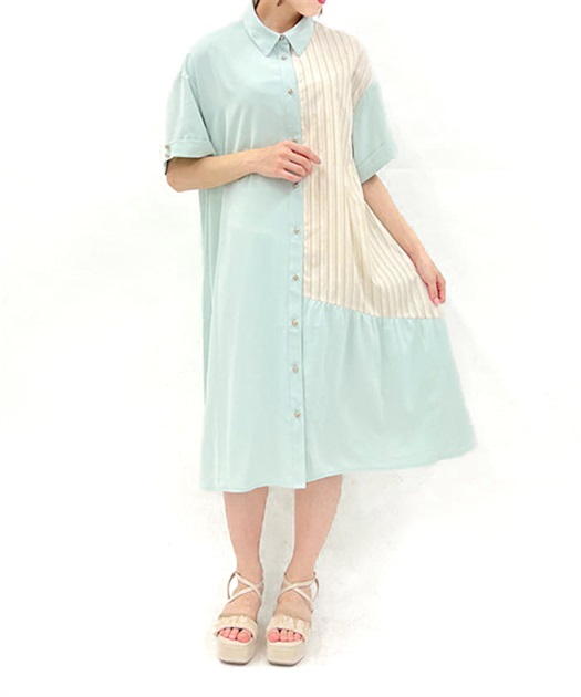 柄切替シャツワンピース | axes femme | axes femme online shop 柄切替シャツワンピース | axes femme | axes femme online shop