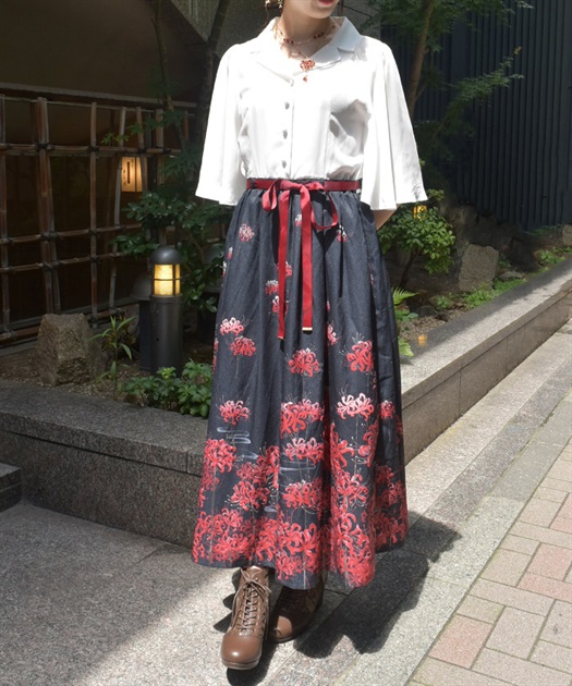 彼岸花柄ワンピース | レディース服・レディースファッション 彼岸花柄ワンピース | レディース服・レディースファッション