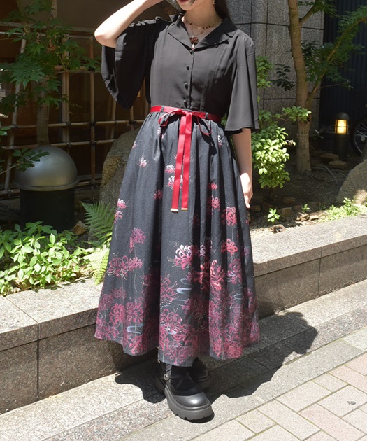 彼岸花柄ワンピース | レディース服・レディースファッション 彼岸花柄ワンピース | レディース服・レディースファッション