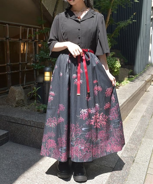 彼岸花柄ワンピース | 衣料 | axes femme online shop 彼岸花柄ワンピース | 衣料 | axes femme online shop