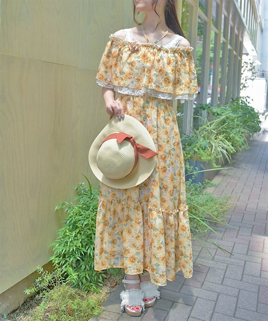 ひまわり柄サマードレス | レディース服・レディース ひまわり柄サマードレス | レディース服・レディース