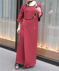 チャイナ金具ロングワンピース【WEB先行販売】(ワイン-F)