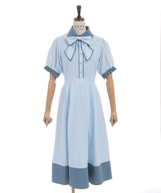 ストライプ切替シャツワンピース