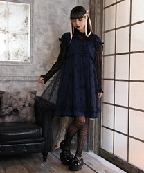 フロッキープリントチュールワンピース【WEB先行販売】(紺-F)