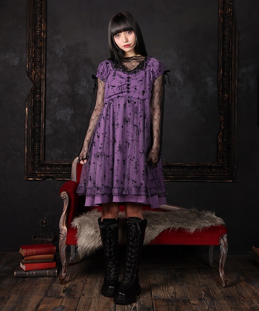 フロッキープリントチュールワンピース【WEB先行販売】