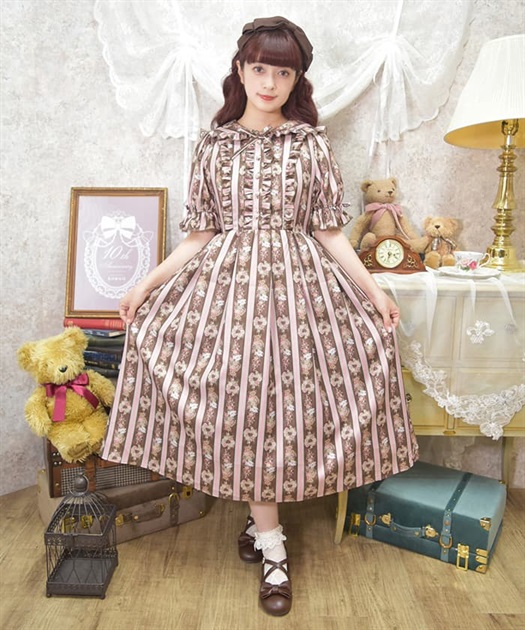 RosyBear柄ワンピース【受注生産】 | kawaii | axes femme online shop RosyBear柄ワンピース【受注生産】 | kawaii | axes femme online shop