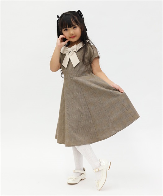 リボンセット丸襟ワンピース