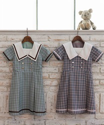 Ｗボタンチェックワンピース【予約】