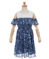 マリン柄ワンピース(紺-120cm)