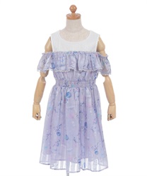 マリン柄ワンピース(ラベンダー-120cm)