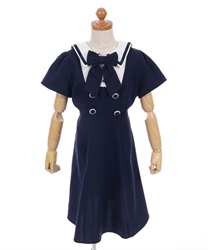 リボンセットセーラーワンピース(紺-120cm)