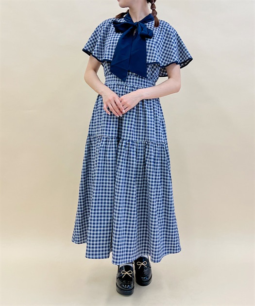 チェックケープデザインワンピース | outlet | axes femme チェックケープデザインワンピース | outlet | axes femme