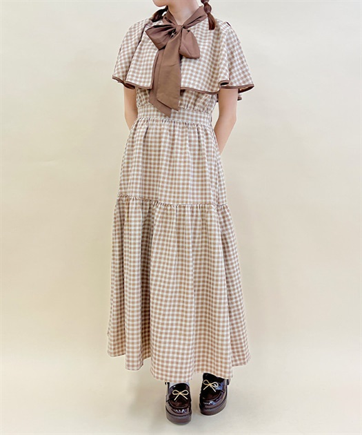 チェックケープデザインワンピース | レディース服・レディース チェックケープデザインワンピース | レディース服・レディース