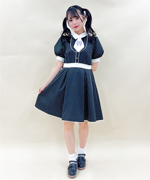 リボン刺繍ネクタイ付きワンピース | 衣料 | axes femme online shop リボン刺繍ネクタイ付きワンピース | 衣料 | axes femme online shop