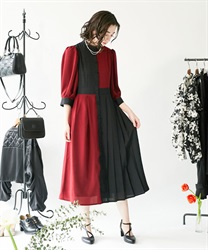 バイカラープリーツワンピース | outlet | axes femme online shop