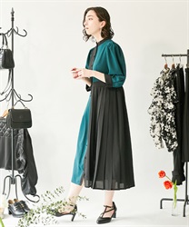 バイカラープリーツワンピース | outlet | axes femme online shop バイカラープリーツワンピース | outlet | axes femme online shop