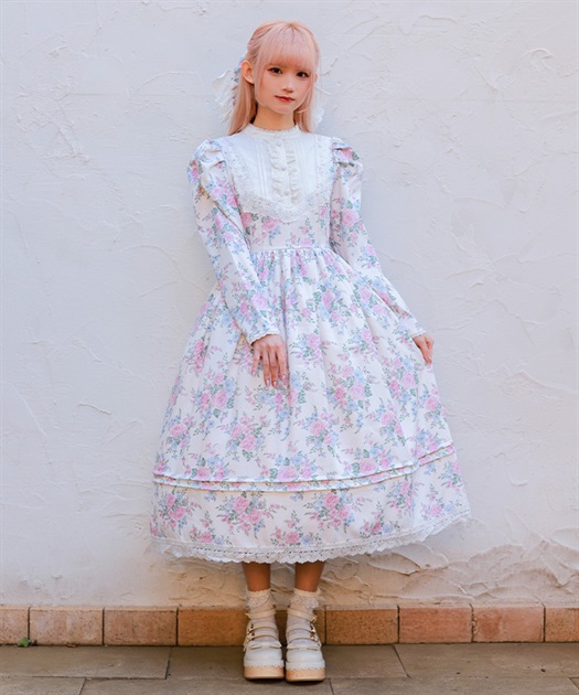 クラシカルローズ柄ワンピース【受注生産】 | Chalmiere | axes femme