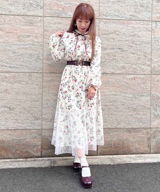 ベリー柄ロングワンピース | outlet | axes femme online shop ベリー柄ロングワンピース | outlet | axes femme online shop