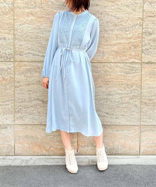 レース切替シャツワンピース | outlet | axes femme online shop レース切替シャツワンピース | outlet | axes femme online shop