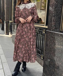 レース襟付き花柄ワンピース | outlet | axes femme online shop レース襟付き花柄ワンピース | outlet | axes femme online shop