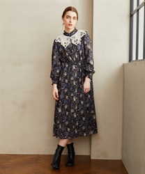レース襟付き花柄ワンピース | outlet | axes femme online shop レース襟付き花柄ワンピース | outlet | axes femme online shop