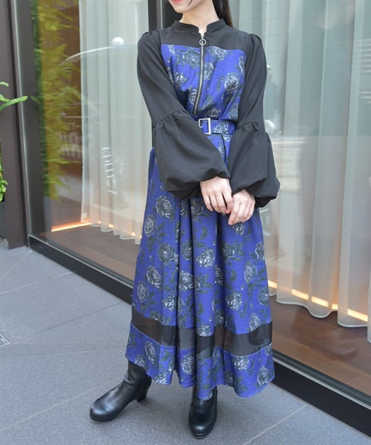 バルーンスリーブフラワーワンピース | レディース服 バルーンスリーブフラワーワンピース | レディース服