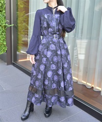 バルーンスリーブフラワーワンピース | レディース服 バルーンスリーブフラワーワンピース | レディース服