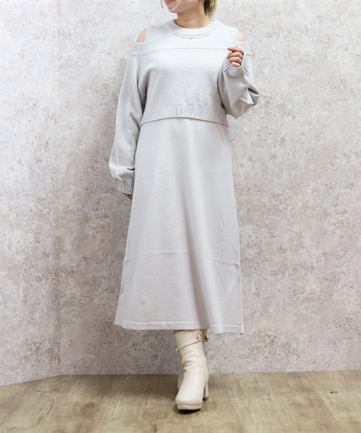 ラメカーデ×ニットワンピースセット | axes femme | axes femme ラメカーデ×ニットワンピースセット | axes femme | axes femme