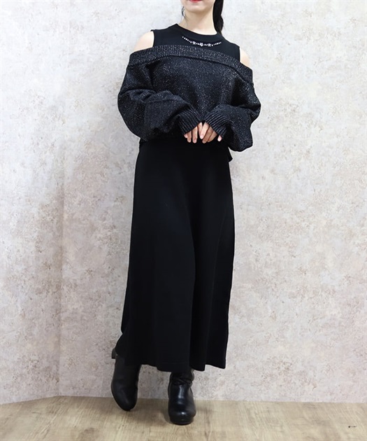 ラメカーデ×ニットワンピースセット | axes femme | axes femme ラメカーデ×ニットワンピースセット | axes femme | axes femme