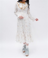 ミモザ×ラベンダー柄ワンピース(イエロー-F)