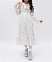 ミモザ×ラベンダー柄ワンピース