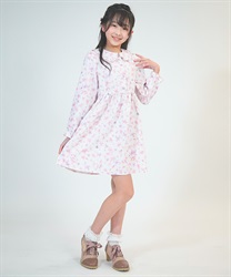サクラ柄シャツワンピース【2点10%OFF対象商品】(生成り-120cm)