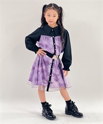 スターリーチュール長袖ワンピース(パープル-120cm)
