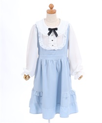 襟付きフリルワンピース(サックス-120cm)