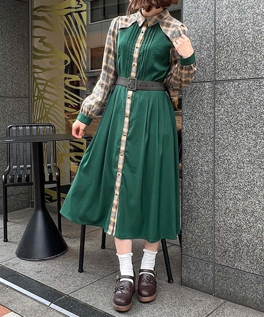 チェックバイカラーワンピース | outlet | axes femme online shop チェックバイカラーワンピース | outlet | axes femme online shop