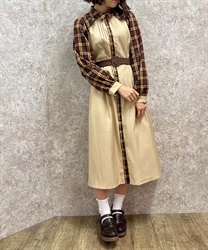 チェックバイカラーワンピース | outlet | axes femme online shop チェックバイカラーワンピース | outlet | axes femme online shop